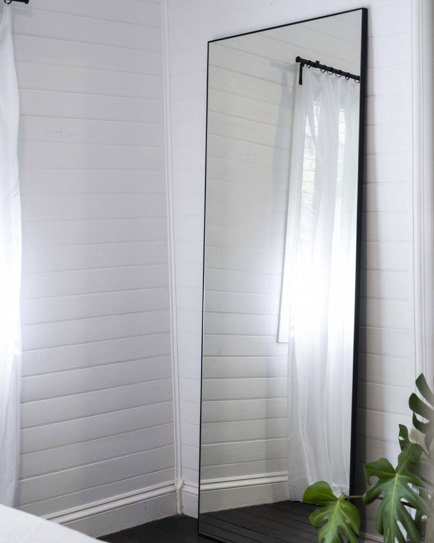 Rectangle Full Size Wall Mirror: Black
