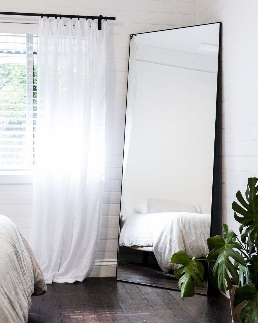 Rectangle Full Size Wall Mirror: Black